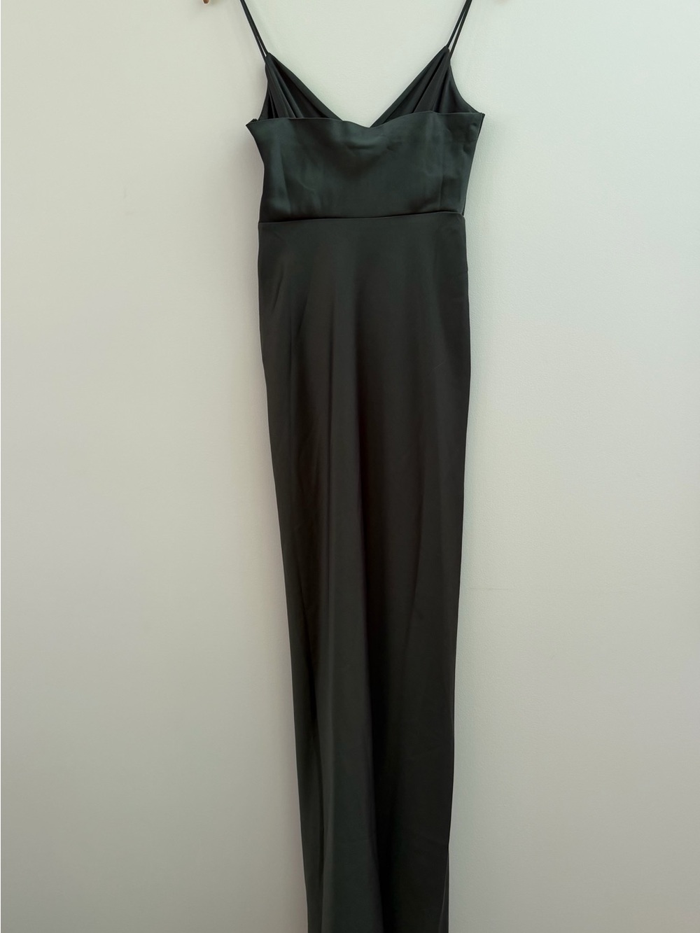 NWT Anthropologie BHLDN Freya Satin Charmeuse Maxi Dress Gray Green Gown 4 - Picture 8 of 16